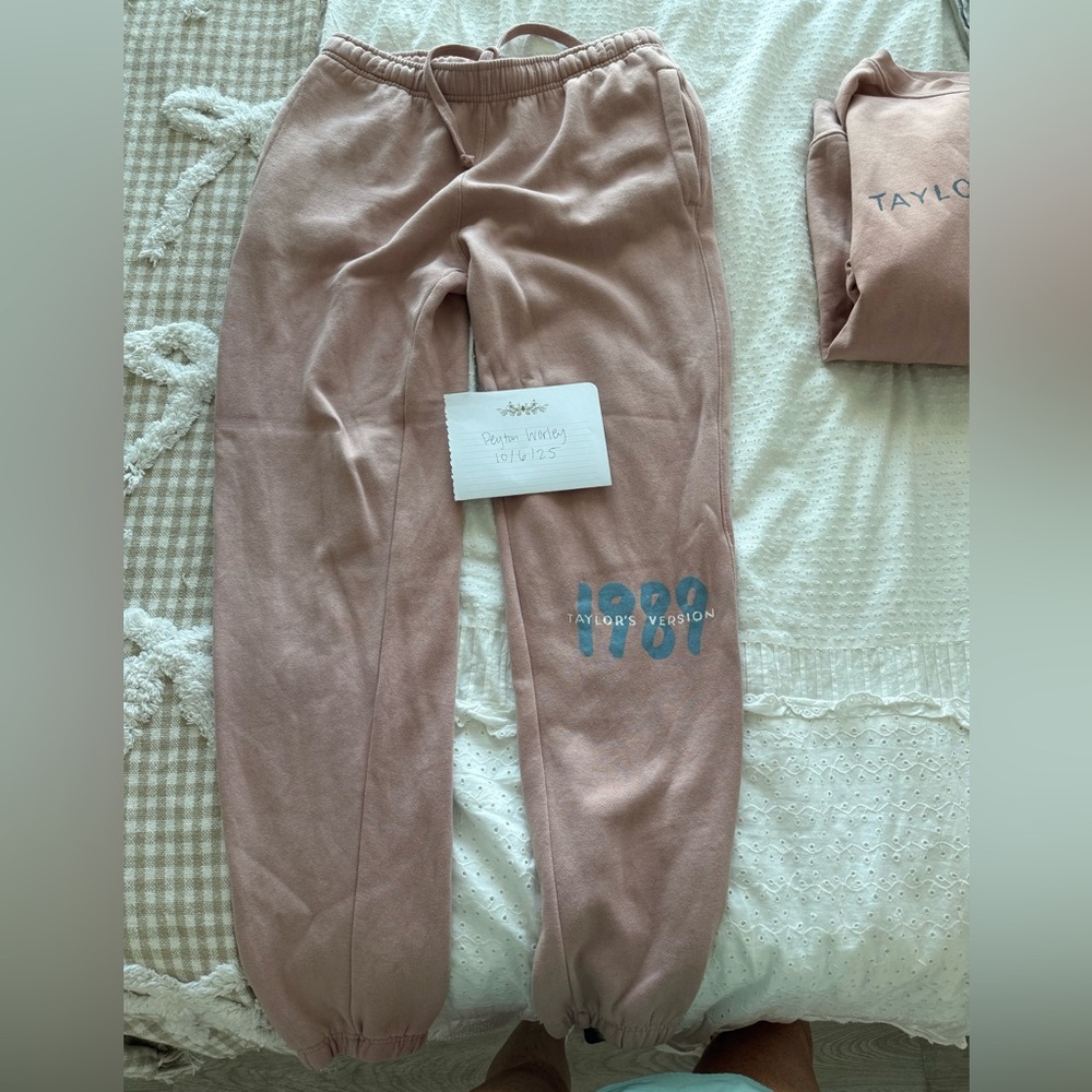 Taylor Swift Pink Joggers with Blue Graphic